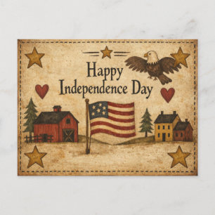Cartes Pour Fêtes Annuelles Joyeux Jour de l'Indépendance Art Populaire Primit