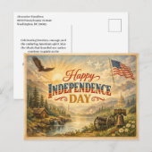 Cartes Pour Fêtes Annuelles Joyeux Jour de l'Indépendance Transcendantal Ameri (Devant / Derrière)