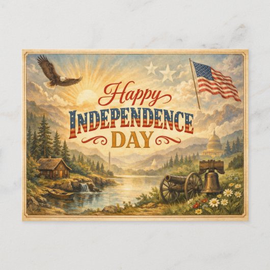 Cartes Pour Fêtes Annuelles Joyeux Jour de l'Indépendance Transcendantal Ameri (Devant)