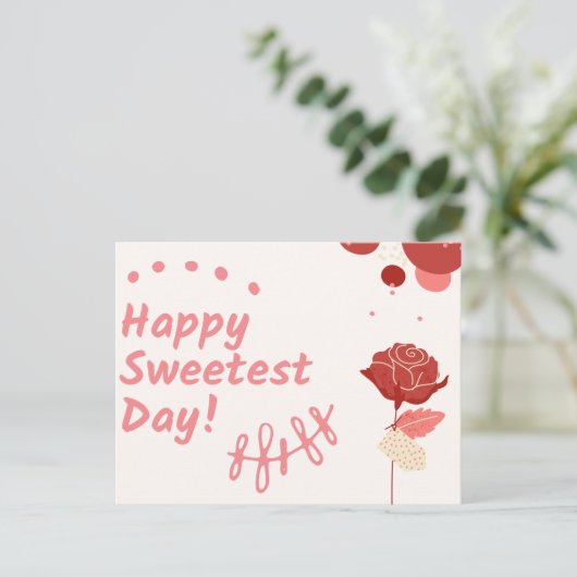 Cartes Pour Fêtes Annuelles Joyeux Jour le plus doux Rose rouge (Debout devant)
