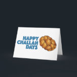 Cartes Pour Fêtes Annuelles Joyeux Jours de Challah Hanoukka Chanukah Pain Pai<br><div class="desc">La carte de vacances présente une illustration originale d'une miche de pain d'allah tressé, avec HAPPY CHALLAH DAYS dans une police amusante. Parfait pour envoyer des salutations Hanoukka ! Ne vois-tu pas ce que tu cherches ? Vous avez besoin d'aide pour la personnalisation ? Contactez Rebecca pour avoir quelque chose...</div>