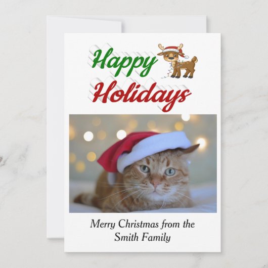 Cartes Pour Fêtes Annuelles Joyeux Jours de Noël Reindeer script photo (Devant)