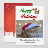 Cartes Pour Fêtes Annuelles Joyeux Jours de Noël Reindeer script photo (Devant / Derrière)