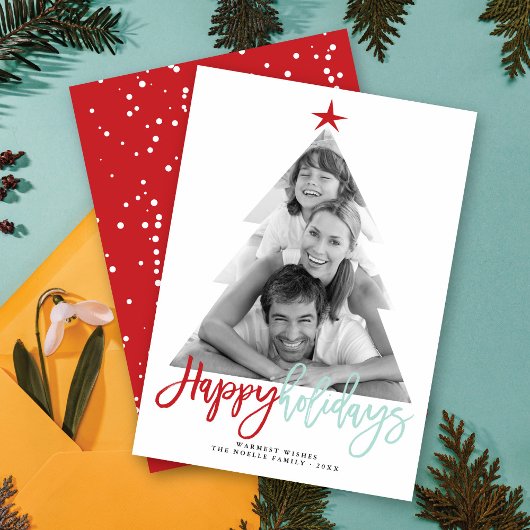 Cartes Pour Fêtes Annuelles Joyeux Jours de Noël Script Arbre de Noël Découpe 