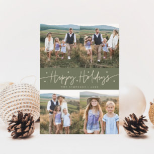 Cartes Pour Fêtes Annuelles Joyeux Jours de Vacances Script Sage Vert Multi Ph