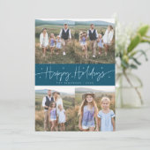 Cartes Pour Fêtes Annuelles Joyeux Jours de Vacances Script Turquoise Multi Ph (Debout devant)