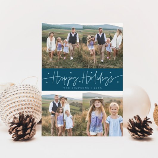Cartes Pour Fêtes Annuelles Joyeux Jours de Vacances Script Turquoise Multi Ph