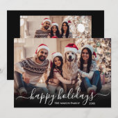 Cartes Pour Fêtes Annuelles Joyeux Jours fériés Script 2 Photo Noël (Devant / Derrière)