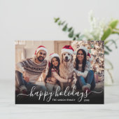 Cartes Pour Fêtes Annuelles Joyeux Jours fériés Script 2 Photo Noël (Debout devant)