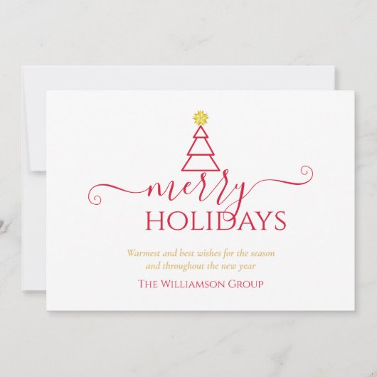 Cartes Pour Fêtes Annuelles Joyeux jours fériés Simple Arbre EntrepriseLogo En (Devant)