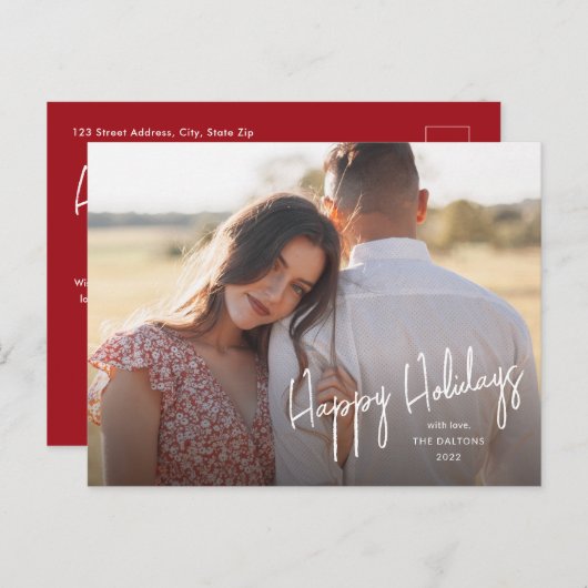 Cartes Pour Fêtes Annuelles Joyeux Jours Moderne Script Photo simple (Devant / Derrière)