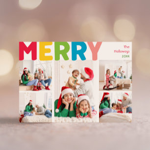 Cartes Pour Fêtes Annuelles Joyeux Joyeux et coloré Année en revue Cinq photos