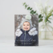 Cartes Pour Fêtes Annuelles Joyeux Joyeux Jours de vacances Script Flurys neig (Debout devant)