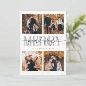 Cartes Pour Fêtes Annuelles Joyeux Joyeux Joyeux Blanc Noël Multi Photo (Debout devant)