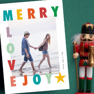 Cartes Pour Fêtes Annuelles JOYEUX JOYEUX JOYEUX COLORÉ FRAME photo