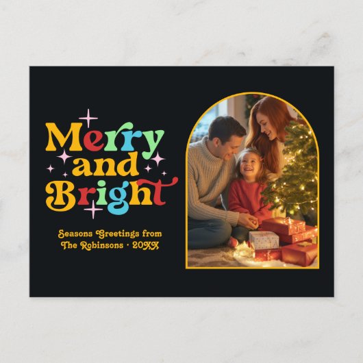 Cartes Pour Fêtes Annuelles Joyeux Joyeux Joyeux Joyeux et Lumineux Noël Rétro (Devant)