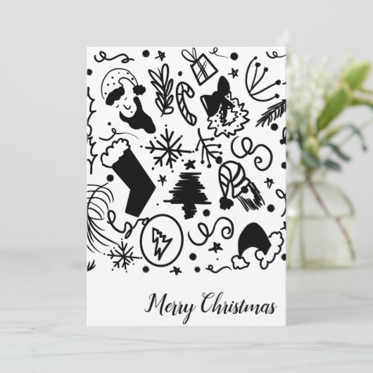 Cartes Pour Fêtes Annuelles Joyeux Joyeux Joyeux Noël Père Noël Doodles (Debout devant)