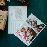 Cartes Pour Fêtes Annuelles Joyeux Joyeux Joyeux Noël Vertical Deux Photo<br><div class="desc">Célébrez la saison avec ce script rouge Joyeux Noël vertical deux cartes postales de vacances photo avec une touche de charme élégant. Le design chic présente une palette de couleurs simples rouge et blanc, évoquant l'esprit cosy de l'hiver. Son attrait moderne et unique et sa formulation rustique créent un équilibre...</div>