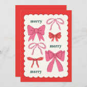 Cartes Pour Fêtes Annuelles Joyeux Joyeux Joyeux & Nœuds (Devant / Derrière)