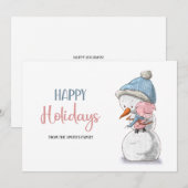 Cartes Pour Fêtes Annuelles Joyeux Joyeux Joyeux Vacances Snowman Pig (Devant / Derrière)