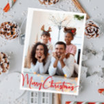 Cartes Pour Fêtes Annuelles Joyeux Joyeux Noël Rouge photo pleine verticale<br><div class="desc">Célébrez la saison avec ce script rouge Joyeux Noël vertical carte de vacances photo pleine avec une touche de charme élégant. Le design chic présente une palette de couleurs simples rouge et blanc, évoquant l'esprit cosy de l'hiver. Son attrait moderne et unique et sa formulation rustique créent un équilibre parfait...</div>