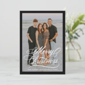 Cartes Pour Fêtes Annuelles Joyeux Joyeux Noël Script Black Frame 2 Photo (Debout devant)