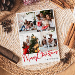 Cartes Pour Fêtes Annuelles Joyeux Joyeux Noël Vertical 4 Photo<br><div class="desc">Célébrez la saison avec ce script rouge festif Joyeux Noël vertical 4 photo carte de vacances avec une touche de charme élégant. Le design chic présente une palette de couleurs simples rouge et blanc, évoquant l'esprit cosy de l'hiver. Son attrait moderne et unique et sa formulation rustique créent un équilibre...</div>