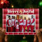 Cartes Pour Fêtes Annuelles Joyeux & Joyeux Rouge Plaid Photo Noël
