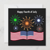Cartes Pour Fêtes Annuelles Joyeux juillet quatrième feux d'artifice et drapea (Devant)