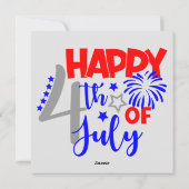 Cartes Pour Fêtes Annuelles Joyeux juillet quatrième feux d'artifice et drapea (Dos)