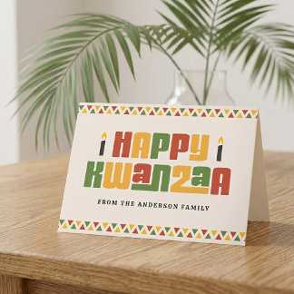 Cartes Pour Fêtes Annuelles Joyeux Kwanzaa bordure noire rouge verte jaune bou