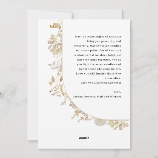 Cartes Pour Fêtes Annuelles Joyeux Kwanzaa Simple Élégant  (Dos)