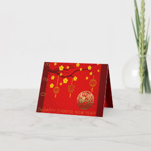 Cartes Pour Fêtes Annuelles Joyeux lapin chinois Nouvel An 2023 Blossoms HGC