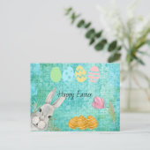 Cartes Pour Fêtes Annuelles Joyeux lapin d'aquarelle de Pâques avec oeufs (Debout devant)