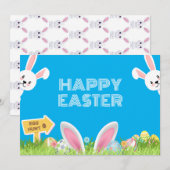 Cartes Pour Fêtes Annuelles Joyeux Lapin de Pâques (Devant / Derrière)