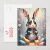 Cartes Pour Fêtes Annuelles Joyeux Lapin de Pâques (Devant / Derrière)