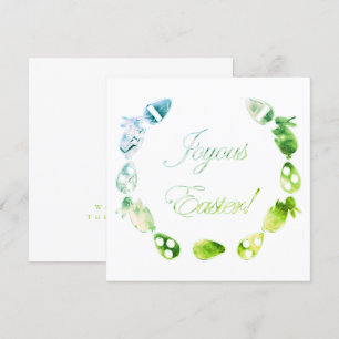 Cartes Pour Fêtes Annuelles Joyeux lapin de Pâques OEufs colorés Bleu Vert Pâq