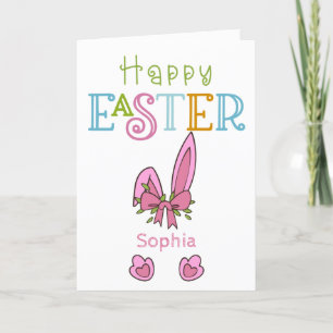 Cartes Pour Fêtes Annuelles Joyeux Lapin de Pâques Oreilles et Pattes Mignon
