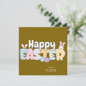 Cartes Pour Fêtes Annuelles Joyeux Lapin Joyeuses Pâques (Debout devant)