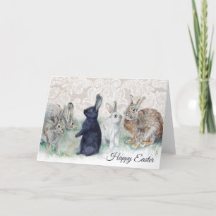Cartes Pour Fêtes Annuelles Joyeux lapin Vintage de Pâques et dentelle
