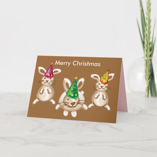 Cartes Pour Fêtes Annuelles Joyeux lapins de Noël (Devant)
