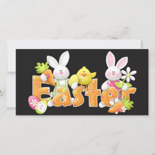 Cartes Pour Fêtes Annuelles Joyeux lapins de Pâques avec arrière - plan nain