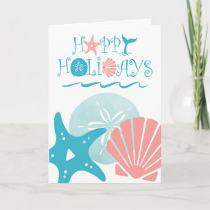 Cartes Pour Fêtes Annuelles Joyeux littoral Coquillage de plage tropical