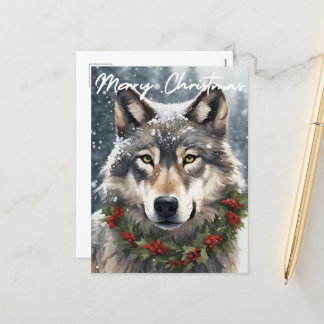 Cartes Pour Fêtes Annuelles Joyeux loup de neige de Noël