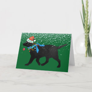 Cartes Pour Fêtes Annuelles Joyeux mais Gentil Labrador Noir de Noël