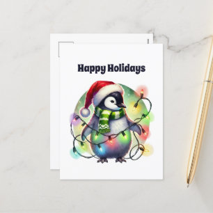 Cartes Pour Fêtes Annuelles Joyeux manchot de Noël personnalisable