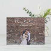 Cartes Pour Fêtes Annuelles Joyeux marié blanc Script superposition Mariage ph (Debout devant)