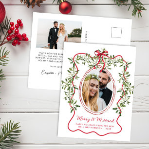 Cartes Pour Fêtes Annuelles Joyeux marié Frame Wavy Frame Nouveaux mariés Phot
