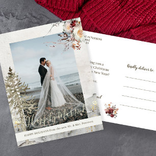 Cartes Pour Fêtes Annuelles Joyeux Marié mariés jeunes mariés Noël photo