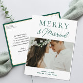 Cartes Pour Fêtes Annuelles Joyeux marié moderne vert Script photo Noël